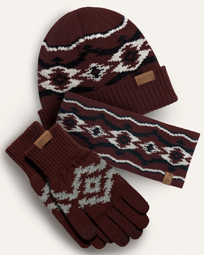 MERINO KNIT TEXTING GLOVES AND BEANIE SET